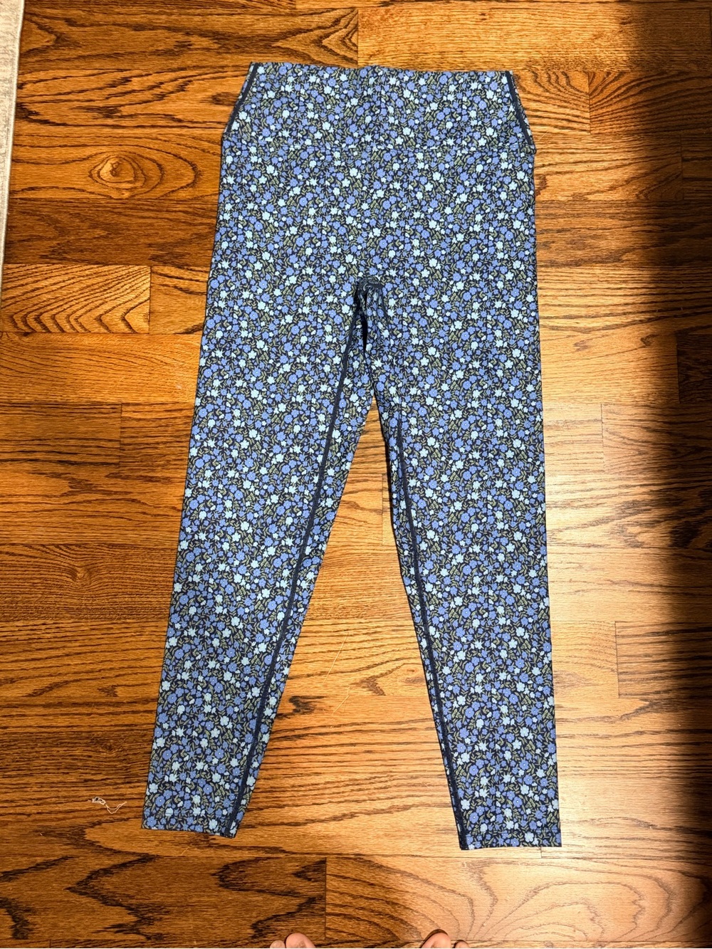 High-Rise Blue Floral Stretch Leggings